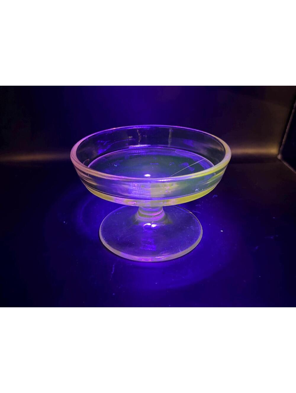 Pink Depression Glass Footed Pillar Candle Holder / Compote Dish – UV Reactive